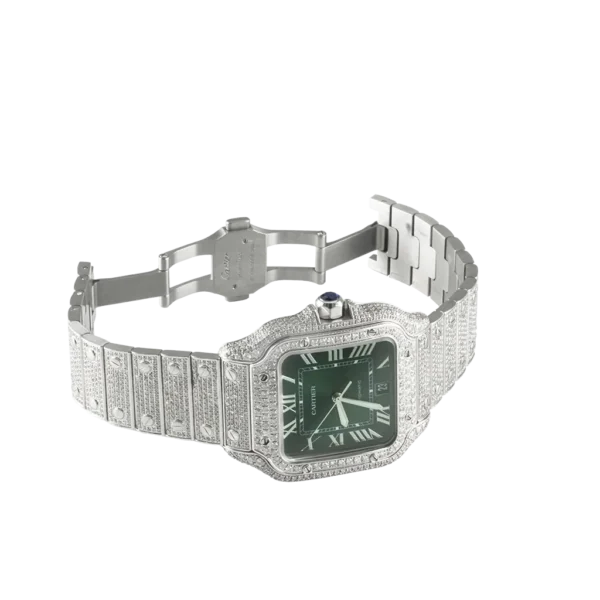 Cartier Santos Green Dial Roman watch