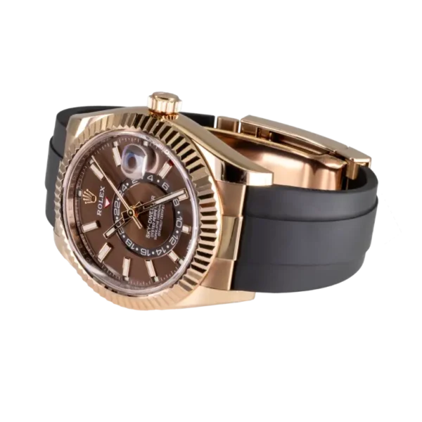 Rolex Sky Dweller Chocolate Dial Watch wtih fluted bezel